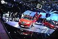 Panoramica stand lancia con le vetture Lancia Ypsilon Black&Red al Bologna Motor Show 2011