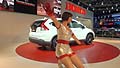 A rider takes the U3-X for a spin on the Honda stand at the Moscow International Automobile Salon 2012
