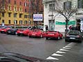 Le Ferrari di Maranello di fronte alla Banca Nazionale del Lavoro a Roma a favore di Telethon