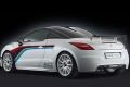 La RCZ Racing Cup Replica  bianca con le fiancate solcate dalle strisce rosso/blu/giallo/azzurro proprie di Peugeot Sport. Il rivestimento dell'abitacolo  una combinazione di pelle nera ed Alcantara rossa. 
