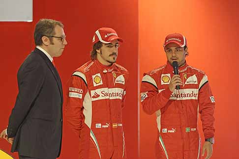 Ferrari - F150 presentation: Stefano Domenicali, Fernando Alonso, Felipe Massa