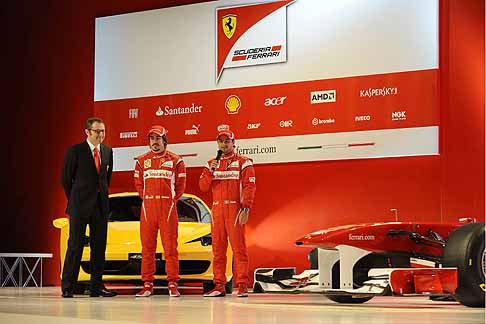 Ferrari - I piloti Alonso e Massa con Stefano Domenicali 