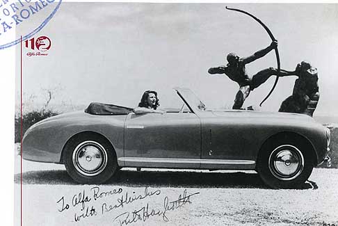 Alfa Romeo - Alfa Romeo 6C 2500 SS con Rita Hayworth  stata un'attrice, ballerina e cantante statunitense