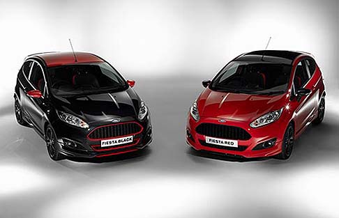 Ford - Le due Ford Fiesta sono verniciate in Red Race la Red Edition, abbinata al tetto e dettagli in nero lucido, ed in Black Panther la Black Edition, con tetto e finiture di colore rosso lucido.