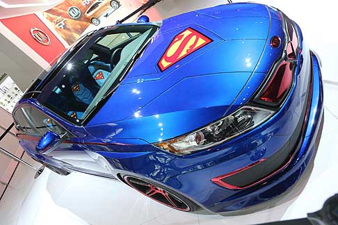 Kia Motors - Kia Optima Hybrid superman at the Chicago Auto Show 2013