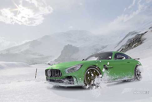 Forza Horizon 3 - Mercedes-AMG GT R su strade innevate e pista ghiacciato del Blizzard Mountain