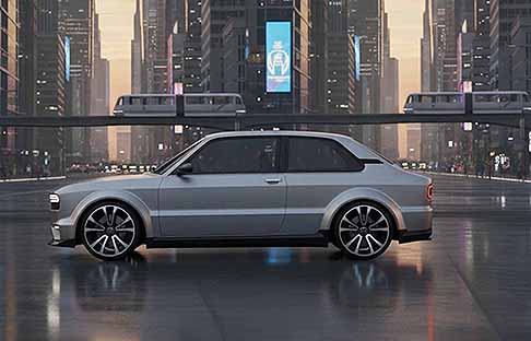 Fiat - Fiat 128 render vista laterale vettura. Scopri il profilo laterale della nuova Fiat 128 prototipo come potrebbero errere. Scopri le foto!