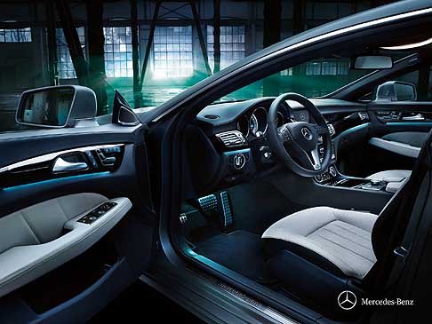 Mercedes - Mercedes-Benz CLS class x218 interni si fa notare il pianale di carico in ciliegio americano con intarsi neri