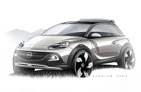 Opel - Specialista della personalizzazione la nuova Opel ADAM si presenta a Ginevra nella veste inedita di show car, uno studio di una mini-crossover urbana ADAM ROCKS caratterizzata dalla carrozzeria 3 porte, 3,70 metri di lunghezza, proporzioni muscolari.