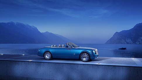 Rolls-Ryce - La vettura si presenta con una livrea appositamente sviluppata nella tinta Maggiore Blue, ispirata proprio ai colori della celebre imbarcazione Bluebird. 