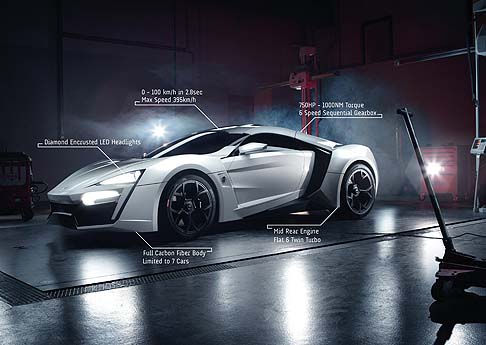 W Motors - Realizzata solo in sette esemplari, la sportiva dOriente si affida ad una propulsore 6 cilindri boxer biturbo elaborato da RUF in grado di erogare fino a 750 CV e 980 Nm di coppia.