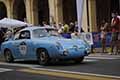 Abarth Fiat 750 GT Zagato del 1956 duo femminile Maria GABURRI e Benedetta GABURRI alle Mille Miglia 2021, sfilata di Reggio Emilia con numero di gara 305. Si sono aggiudicate il premio Coppa delle Dame