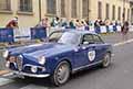 Alfa Romeo Giulietta Sprint del 1957con il pilota Mario BERSELLI e navigatrice Monica MARTELLI alle Mille Miglia 2021, slilata a Reggio Emilia con il numero di gara 403