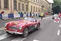 Austin Hearly 100/6 del 1957 equipaggio italiano Veniero PERONI e Nicholas FACCHINETTI alle Mille Miglia 2021, slilata a Reggio Emilia con il numero di gara 394