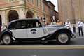 Citroen Traction Avant 11B del 1952 con il driver Alejandro MARKOSIAN MUNOZ (MEX) e codriver Francisco MARTINEZ CUESTA (E) alle Mille Miglia 2021, sfilata della Freccia Rossa a Reggio Emilia con numero di gara 199