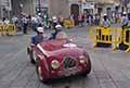 Fiat 500 Sport del 1949 equipaggio Alessandro CASSINA e Luca OBERTO alle Mille Miglia 2021, sfilata a Reggio Emilia con il numero di corsa 142
