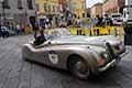 Jaguar XK 120 OTS Roadser Alloy anno 1949 equipaggio della germania con Stefan RYBCZYNSKI e Sabrina RYBCZYNSKI alle 1000 Miglia 2021, passaggio a Reggio Emilia con il numero di gara 147