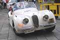 Jaguar XK 120 OTS Roadster anno 1950 con il pilota Federico SCOTTI e navigatore Fedele GUBITOSI alle 1000Miglia 2021, passaggio a Reggio Emilia in gara con il numero 168