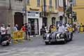 Jaguar XK 140 OTS Roadster anno 1956 con il duo americano James HELFRICH e Carly HELFRICH alle 1000 Miglia 2021, che sfila a Reggio Emilia con il numero di corsa 245