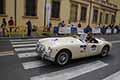 MG A del 1956 con equipaggio inglese Richard CARTWRIGHT e David EREIRA alla 1000 Miglia 2021, sfilata a Reggio Emilia con il numero di corsa 389