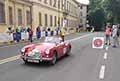 Auto Storica MG A del 1957 con equipaggio Aszlo VAMOS (H) ed Eva KOSIK (H) alle Mille Miglia 2021, slilata a Reggio Emilia con il numero di gara 400