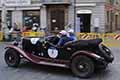 O.M. 665 SMM Superba 2000 del 1929 con il duo italiano Lorenzo TURELLI e Mario TURELLI, passaggio a Reggio Emilia della Frecci Rossa che gareggia con il numero 5