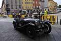 Riley Sprite TT DEL 1937 driver Richard LISMAN e codriver Clifton FINK alle Mille Miglia 2021, passaggio da Via Emilia a Reggio Emilia in gara con il numero 90