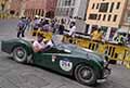 Triumph TR2 Sports del 1954 con il pilota Riccardo REBOLDI e navigatore Paolo GHEZA alle Mille Miglia 2021, slilata a Reggio Emilia con il numero di gara 254
