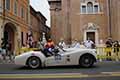 Triumph TR3 Sports anno 1956 con il pilota Matteo ANGELICCHIO e navigatore Ottavio TRESOLDI alle 1000 Miglia 2021, slilata a Reggio Emilia con il numero di corsa 304