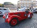 Partenza da Roma, auto depoca BMW 328 anno 1937 driver Hildegard Wortmann co-driver Heike Schneeweis alle Mille Miglia 2012