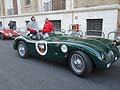 Partenza da Roma, auto storica Jaguar C-type 1953 categoria Sport driver Bernard Kuhnt co-driver Johann Lafe alle Mille Miglia 2012