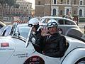 Partenza da Roma con la vettura BMW 328 un saluto ai visitatori di Automania di Adrian van Hooydonk driver argentino