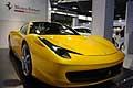 Ferrari 458 Italia supercar yellow allo stand Luxury Time al Bologna Motor Show 2012