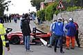 Monoposto incidentata di Domenico Scola sullo sfondo la vettura di Cubeda domenico alla Coppa Selva di Fasano 2016