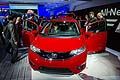 Nuova Honda Fit con carrozzeria di colore rosso, al Salone di Detroit