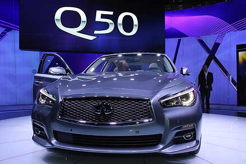 Infiniti - I modelli Infiniti Q50 2014 con motore V6 da 3,7 litri e ibrido da 3,5 litri saranno disponibili a scelta con trazione posteriore o trazione integrale Intelligent All-Wheel Drive. 