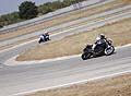 Moto in pista che affrontano la curva allAutodromo del Levante a Donne e Motori Show edizione 2012
