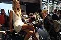 Vespa Piaggio e ragazza modella al Salone di Milano Eicma 2014