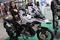 Bike Bmw GS Rally e beautiful girl Sofia Porcelli allEicma 2021 di Milano, Salone Internazionale del Motociclo