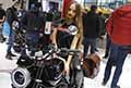 bike Morini 1200 cc e beautiful girls Daria Casari all´Eicma 2021 di Milano, Salone Internazionale del Motociclo