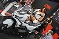 Moto Sym Husky Adv e sexy girls Francesca Ferigo allEicma 2021 di Milano presso Fiera Rho