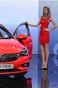 Beautiful model Opel Astra al Francoforte Motor Show 2015