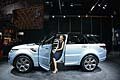 Range Rover Sport Hybrid and hostess at IAA Frankfurt Motorshow 2013