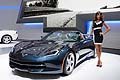 Corvette Stingray Convertible and hostess at Frankfurt Motor Show 2013