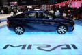 Vista laterale della Toyota Mirai nello stand di Ginevra