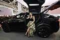 Tesla Model X con la madrina Eleonora Pedron al Motor Show 2016 di Bologna