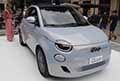 Fiat 500 cabrio Bev Icon city car al Motor Valley Fest edizione 2021 esposta a Modena in Piazza Mazzini per il nuovo Gruppo Stellantis