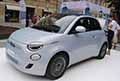 Fiat 500 cabrio Bev Icon utilitaria italiana al Motor Valley Fest 2021 esposta a Modena in Piazza Mazzini per il Gruppo Stellantis