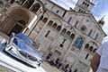Maserati GT Folgore One Off Luce in Piazza Grande al centro di Modena al Motor Valley Fest 2023