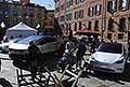 Panoramica auto elettriche con il Tesla Cybertruck la la Tesla Model 3 esposte in Piazza XX Settembre a Modena al Motor Valley Fest 2024